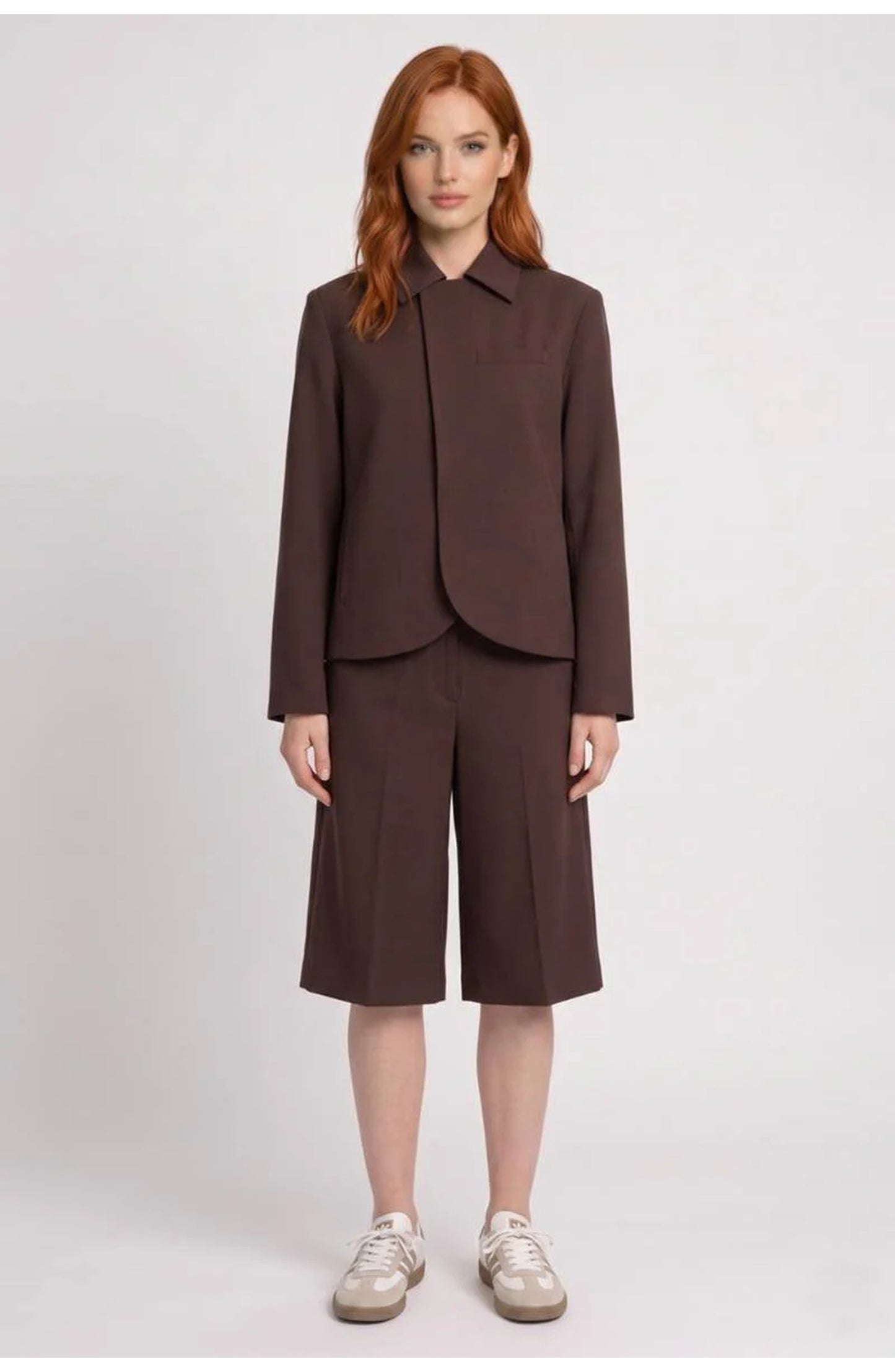Women's Tailored Co-ord Set | Cropped Curved-Hem Blazer | Wide-Leg Culotte
