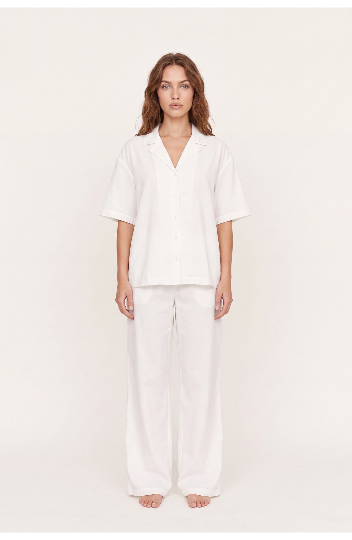 Women's Relaxed Co-ord Set | Short-Sleeve Shirt | Wide-Leg Trousers