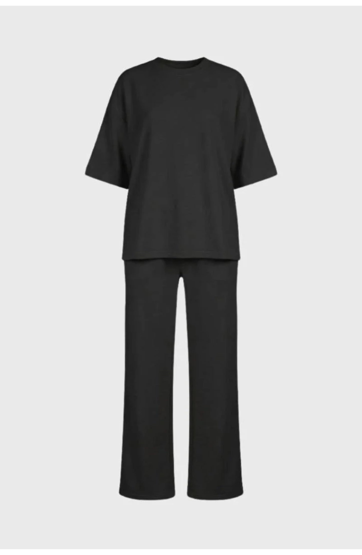 Women's Loungewear Co-ord Set | Oversized Crew-Neck T-Shirt | Wide-Leg Trousers