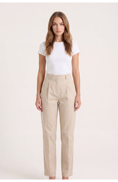 Women's High-Waist Tailored Trousers | Pleated Front | Straight Leg
