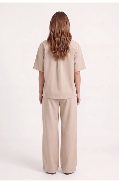 Women's Relaxed Co-ord Set | Short-Sleeve Shirt | Wide-Leg Trousers