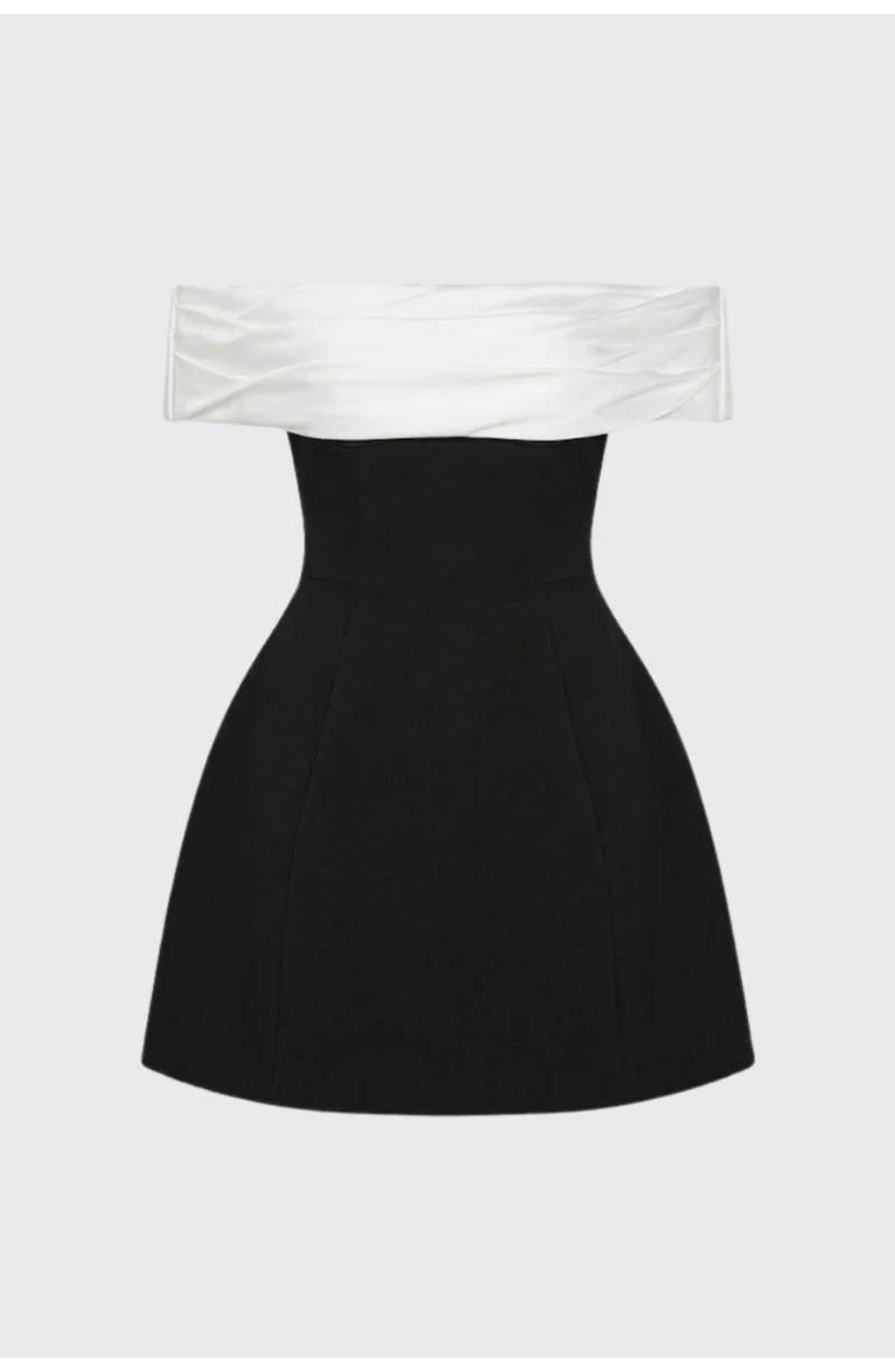 Women's Off-Shoulder Mini Dress | Contrast Bandeau Drape | Fit-and-Flare Skirt
