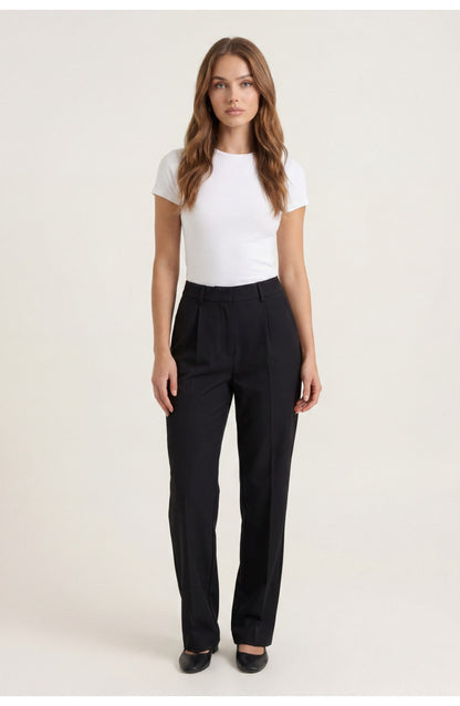 Women's High-Waist Tailored Trousers | Pleated Front | Straight Leg