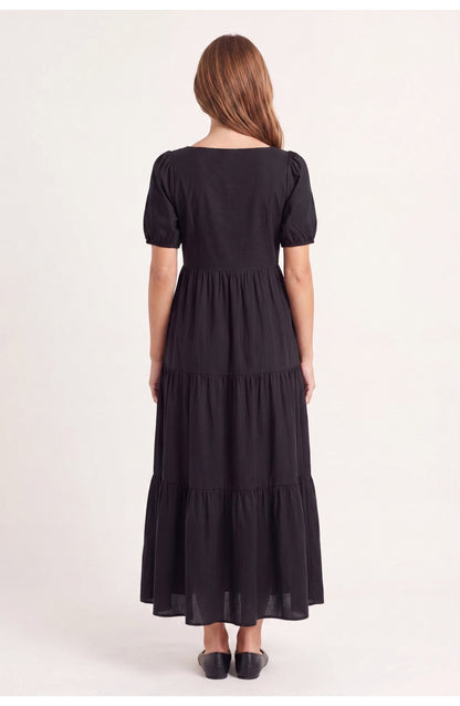 Women's Tiered Maxi Dress | Square Neckline | Puff Sleeves