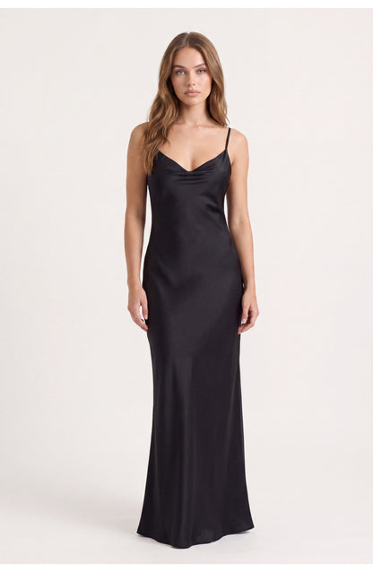 Women's Slip Maxi Dress | Cowl V-Neck | Adjustable Straps