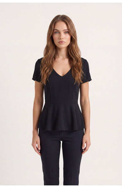 Women's Peplum Blouse | V-Neck | Short Sleeves
