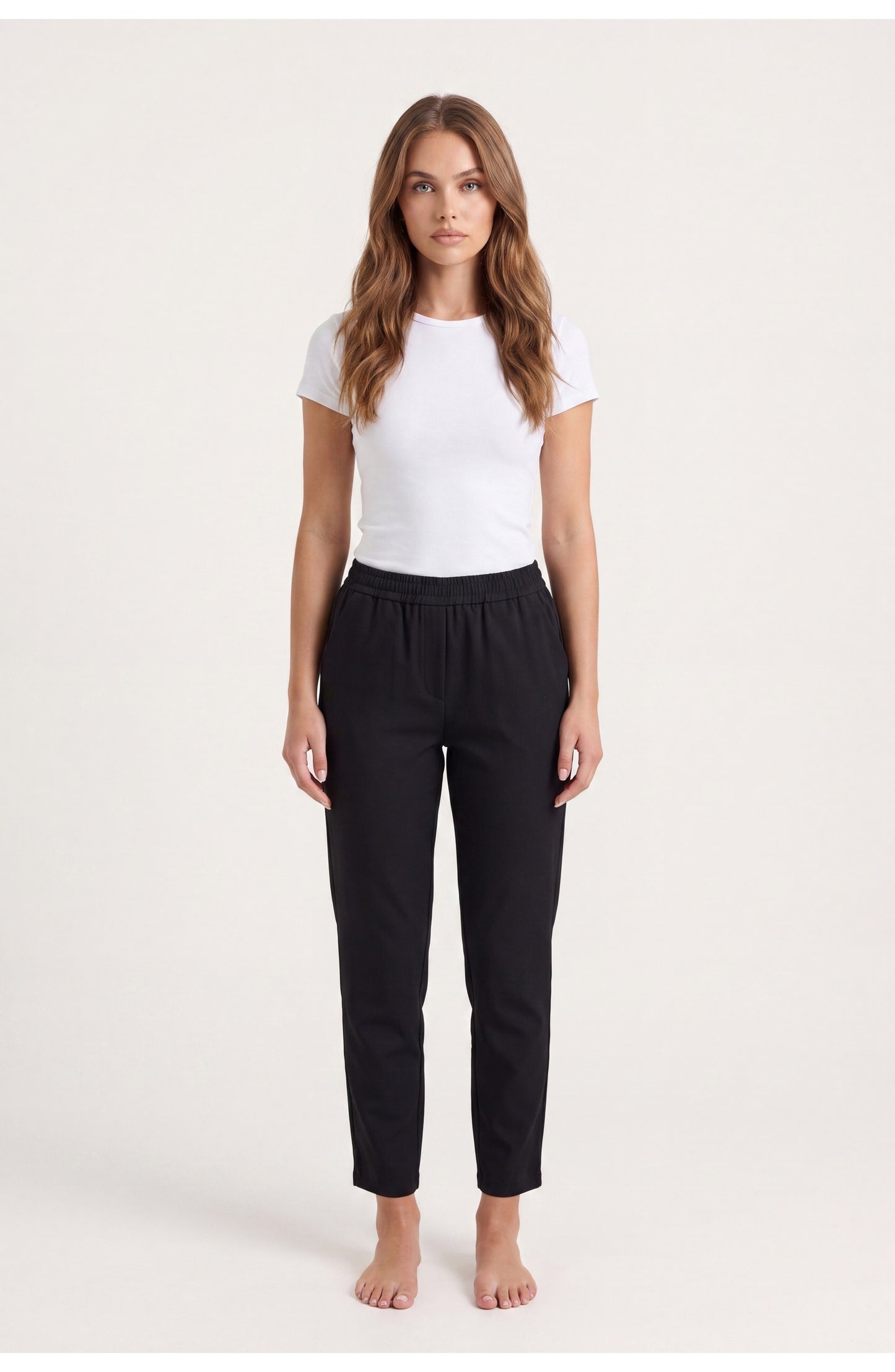 Women's Tapered Trousers | Elastic Waist | Side Pockets