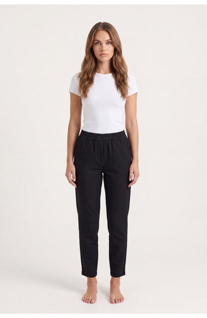 Women's Tapered Trousers | Elastic Waist | Side Pockets