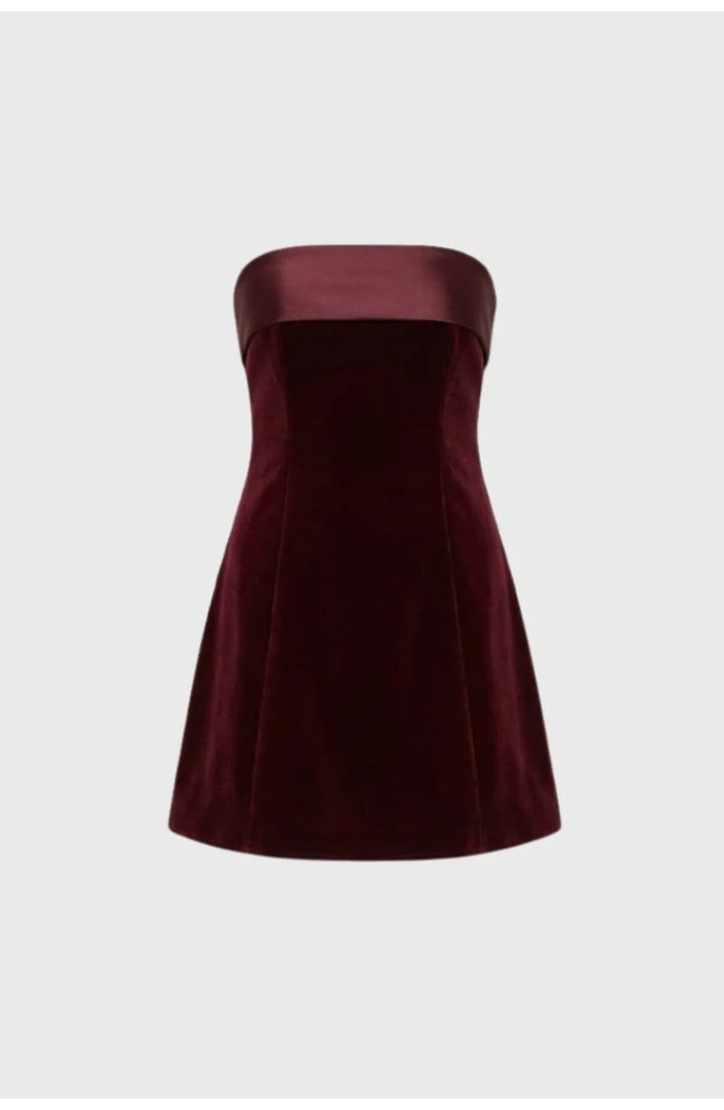 Women's Strapless Mini Dress | Contrast Bandeau Top | Fit-and-Flare Skirt