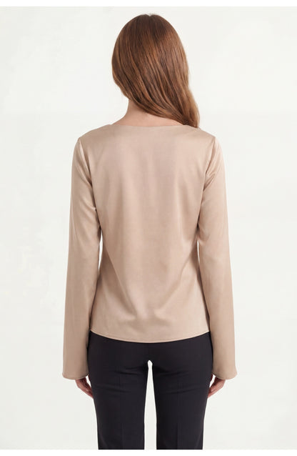 Women's Draped Blouse | Cowl Neck | Long Sleeves