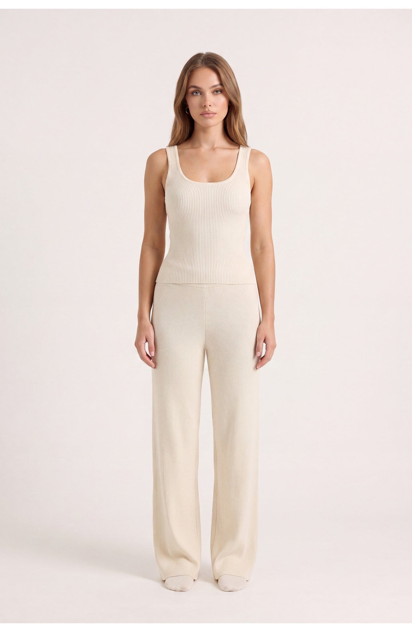 Women's Co-ord Set | Ribbed Tank Top | Wide-Leg Trousers