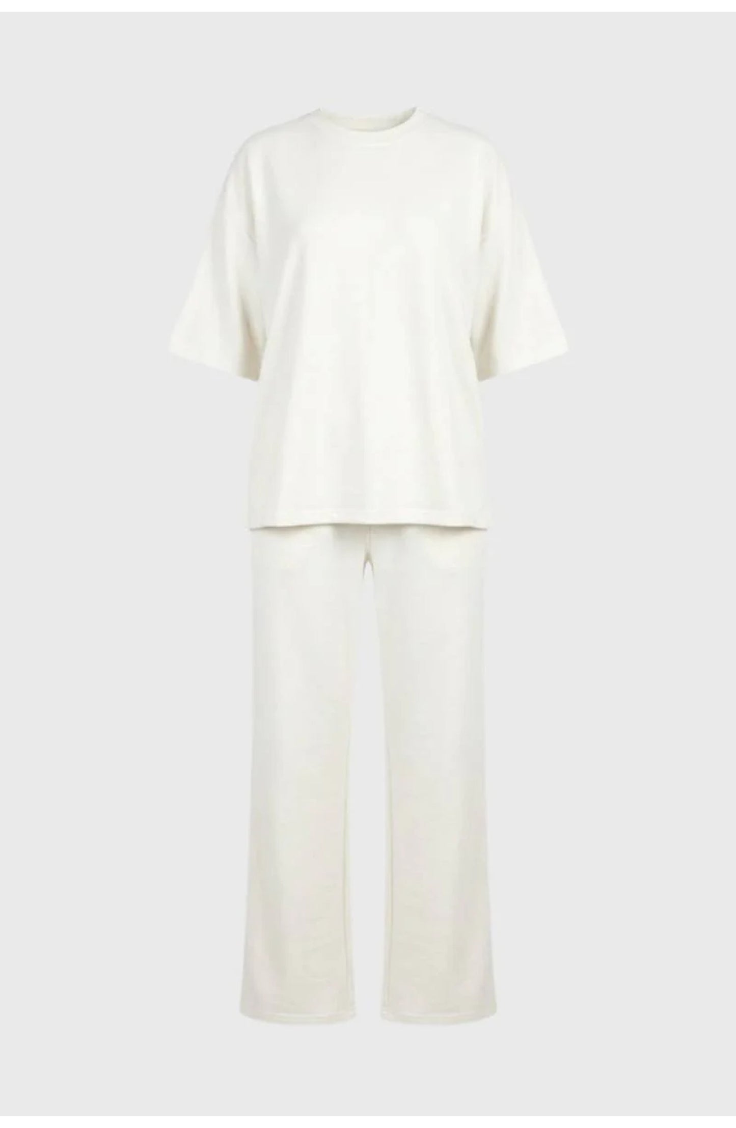 Women's Loungewear Co-ord Set | Oversized Crew-Neck T-Shirt | Wide-Leg Trousers