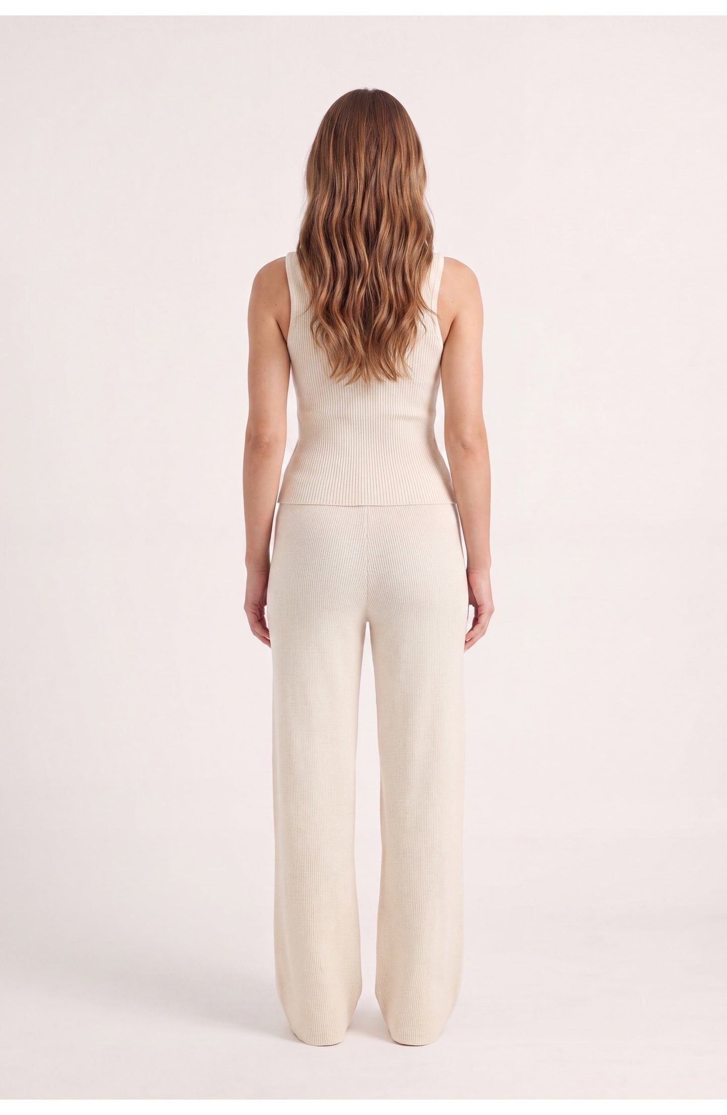 Women's Co-ord Set | Ribbed Tank Top | Wide-Leg Trousers