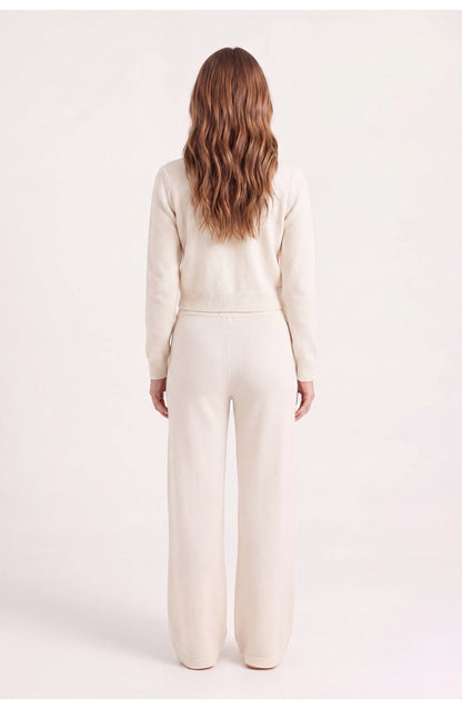 Women's Knit Co-ord Set | Cropped Cardigan | Wide-Leg Trousers