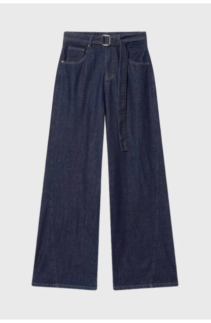 Women's High-Waist Wide-Leg Jeans | Belted Waist | Relaxed Drape
