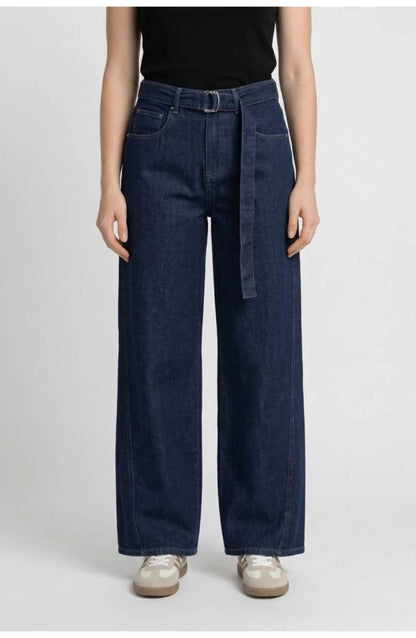 Women's High-Waist Wide-Leg Jeans | Belted Waist | Relaxed Drape