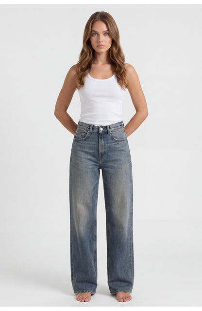 Women's High-Waist Wide-Leg Jeans | Soft Light Wash | Relaxed Flowing Cut