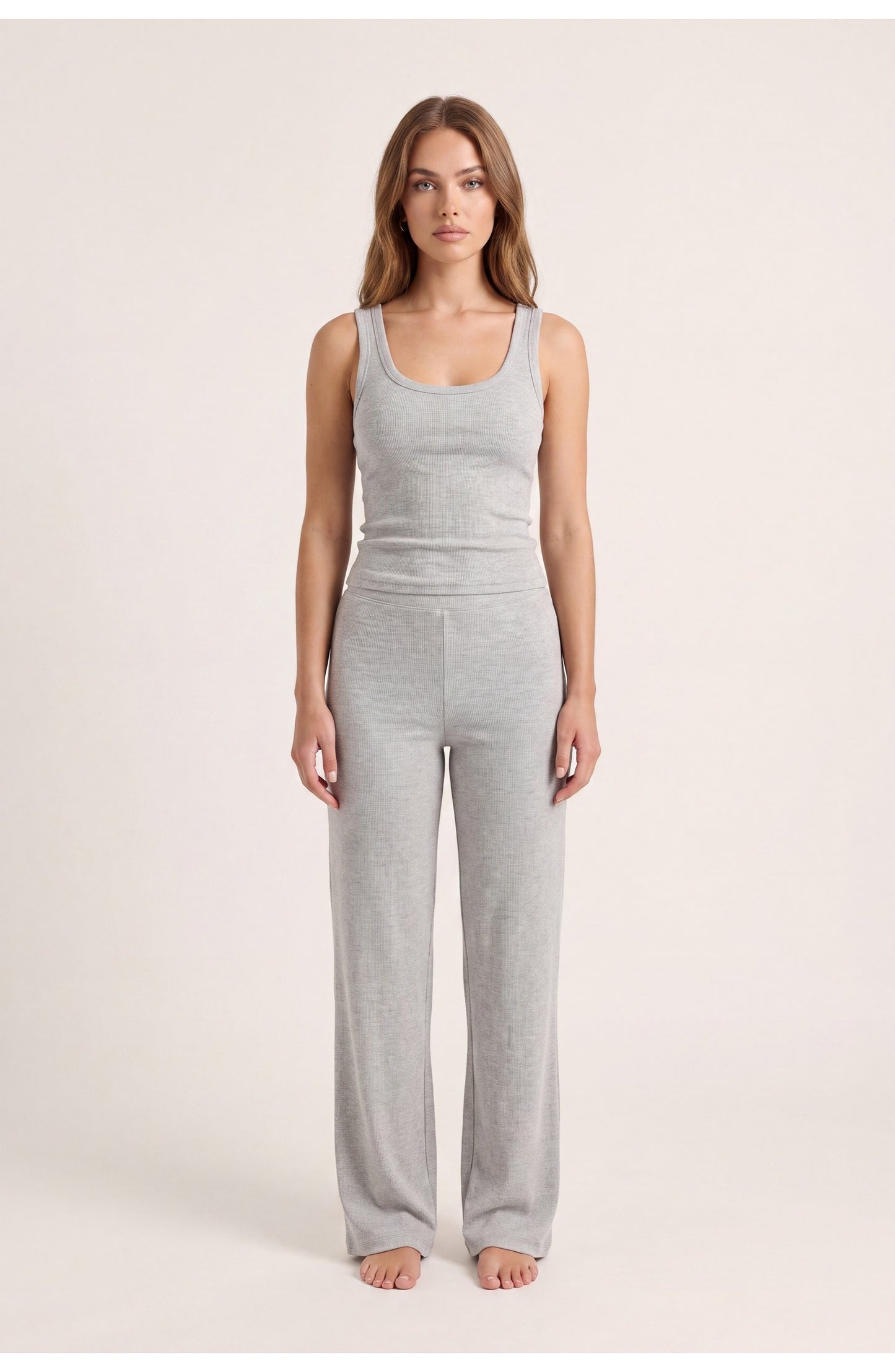 Women's Co-ord Set | Ribbed Tank Top | Wide-Leg Trousers