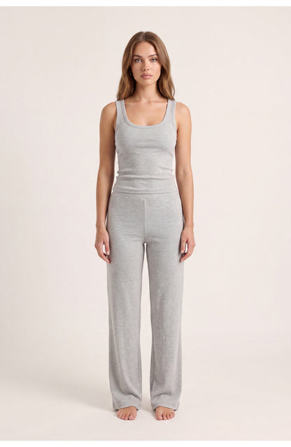 Women's Co-ord Set | Ribbed Tank Top | Wide-Leg Trousers