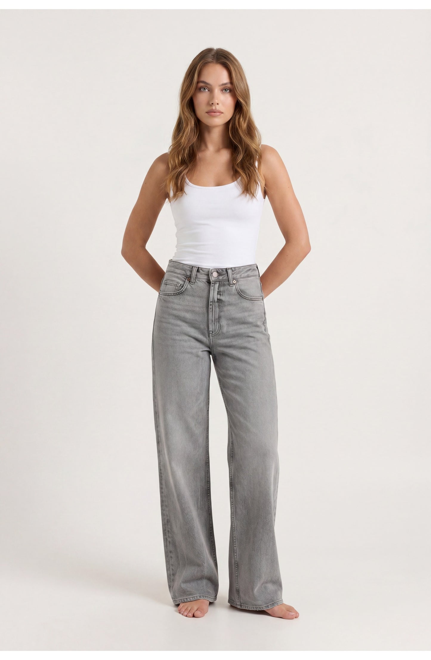 Women's High-Waist Wide-Leg Jeans | Soft Light Wash | Relaxed Flowing Cut