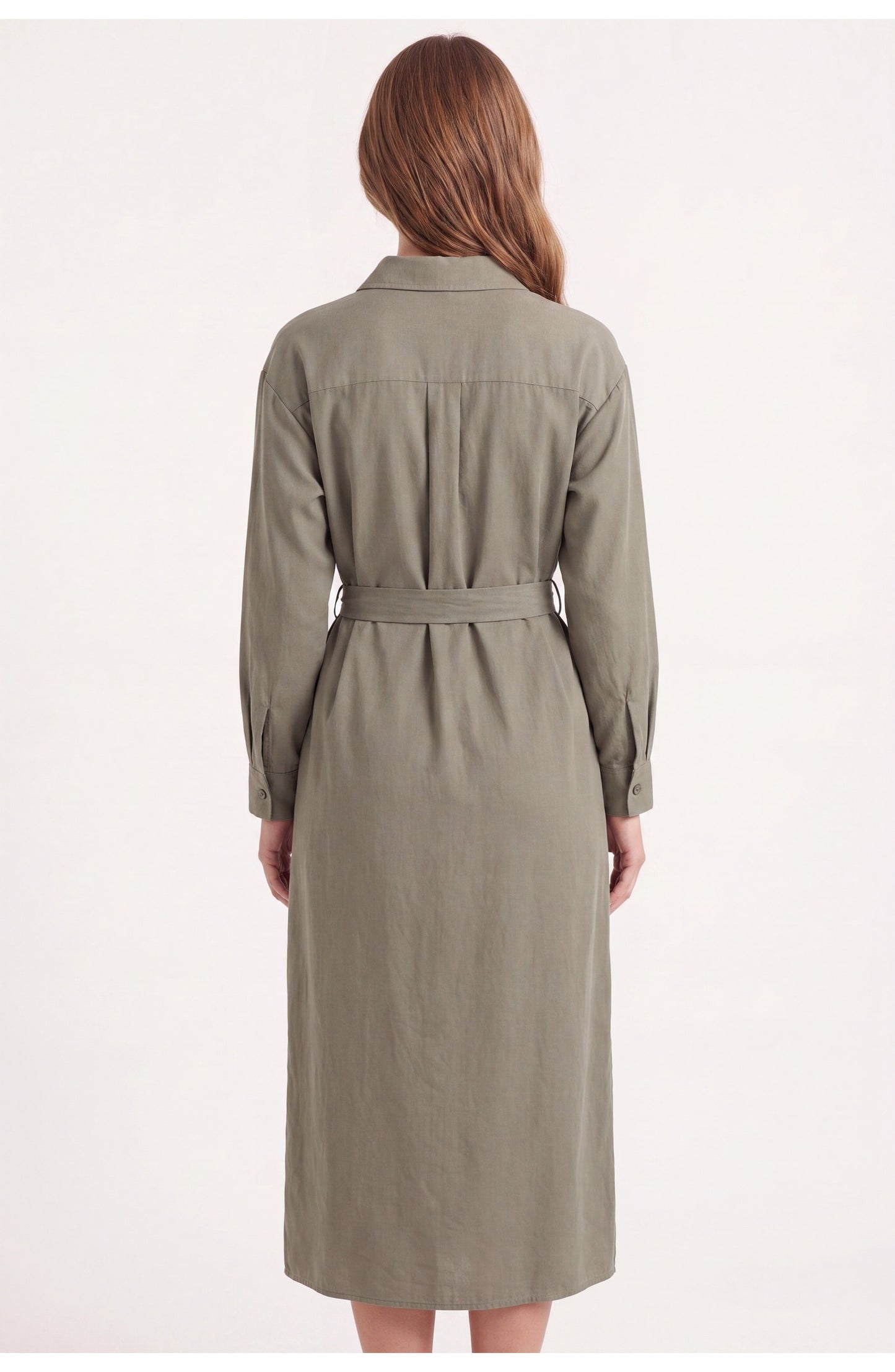 Women's Shirt Midi Dress | Collared Neck | Button Front | Belted