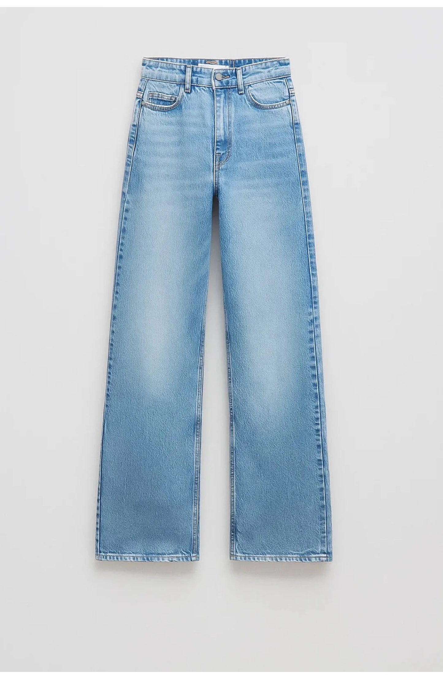 Women's High-Waist Wide-Leg Jeans | Mid-Wash Denim | Five-Pocket Detail