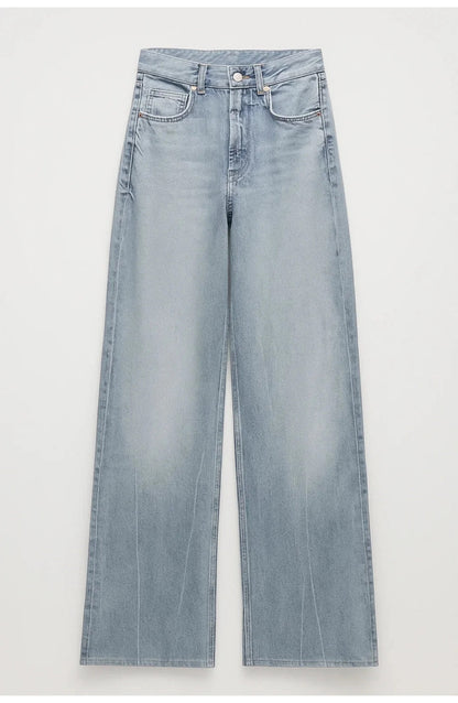 Women's High-Waist Wide-Leg Jeans | Soft Light Wash | Relaxed Flowing Cut