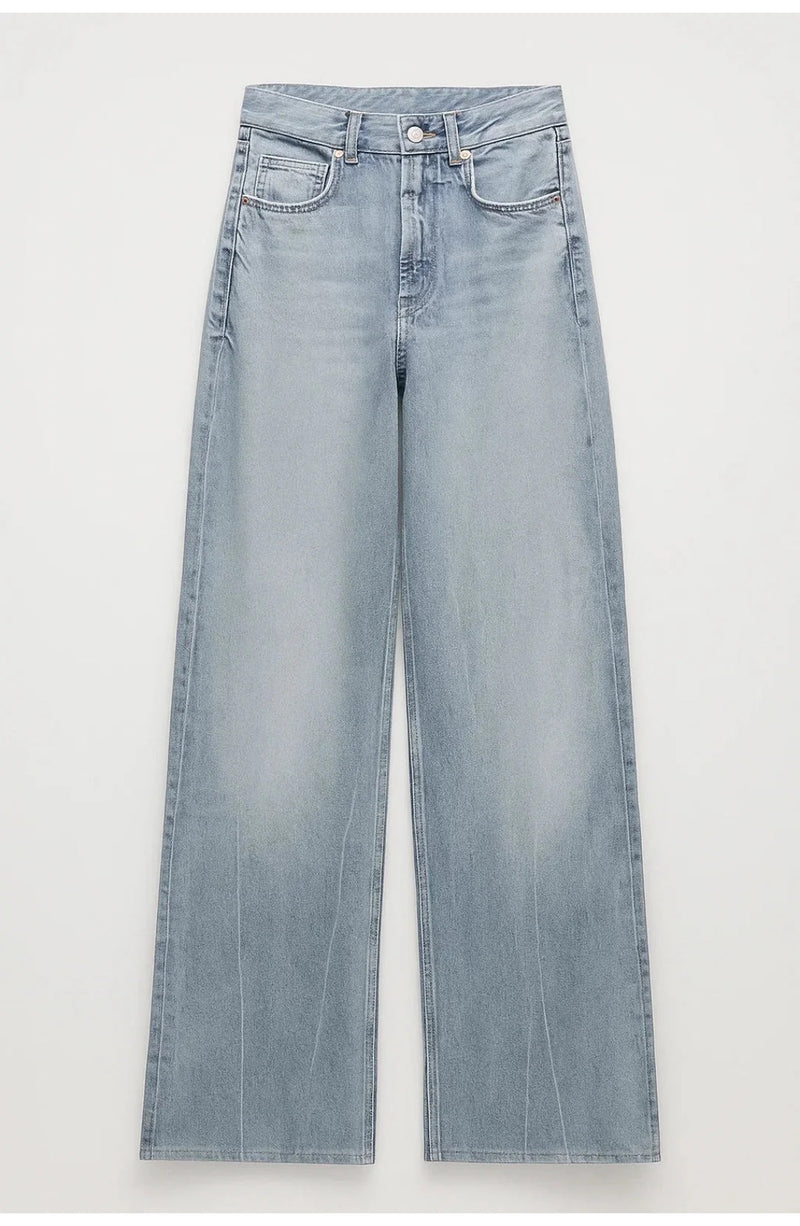 Women's High-Waist Wide-Leg Jeans | Soft Light Wash | Relaxed Flowing Cut
