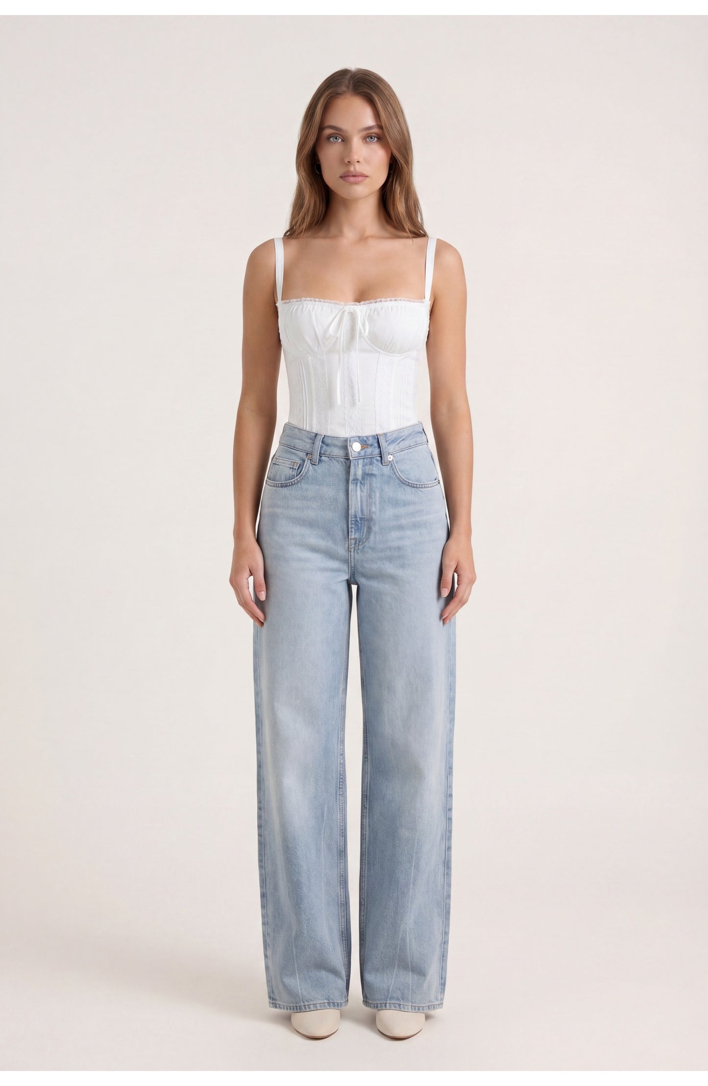 Women's High-Waist Wide-Leg Jeans | Soft Light Wash | Relaxed Flowing Cut