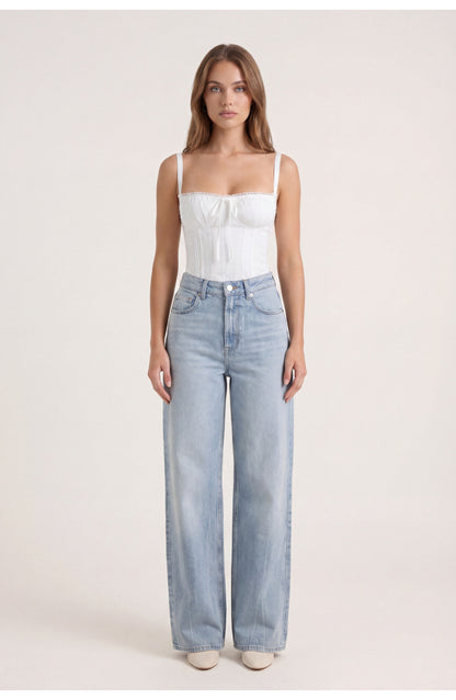 Women's High-Waist Wide-Leg Jeans | Soft Light Wash | Relaxed Flowing Cut