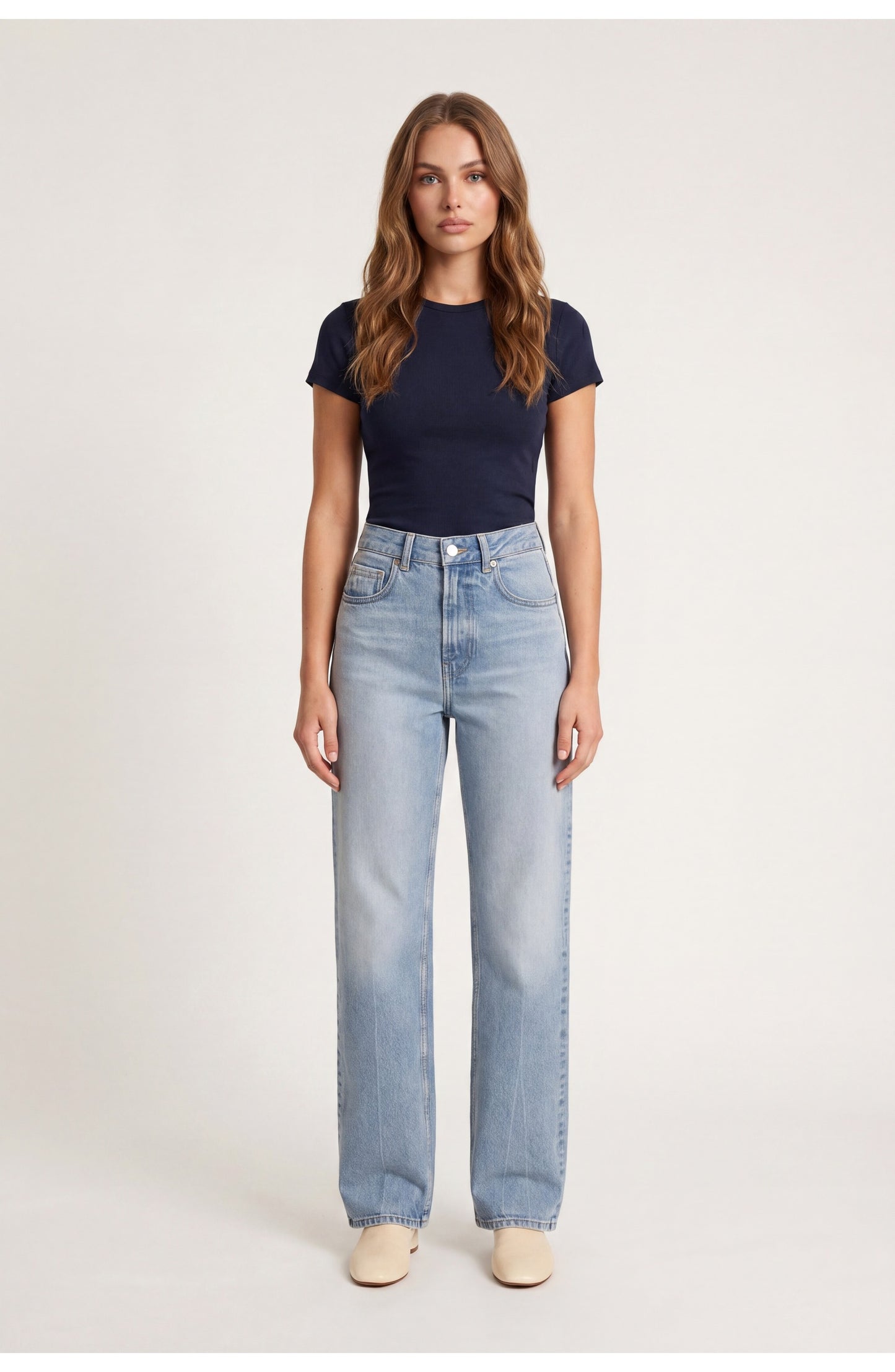 Women's High-Waist Wide-Leg Jeans | Soft Light Wash | Relaxed Flowing Cut