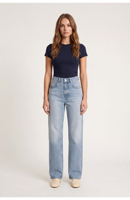 Women's High-Waist Wide-Leg Jeans | Soft Light Wash | Relaxed Flowing Cut
