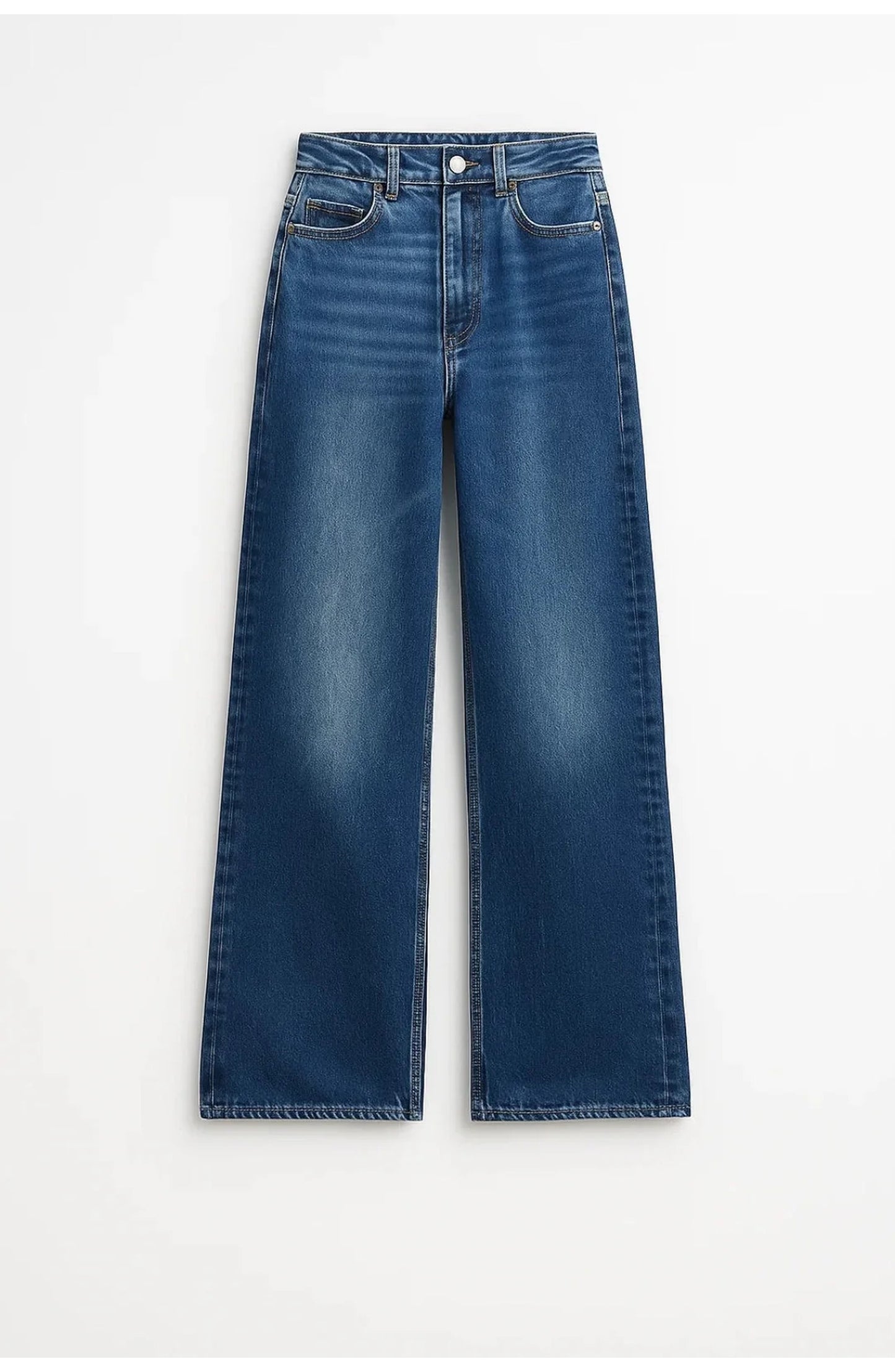 Women's High-Waist Wide-Leg Jeans | Mid-Wash Denim | Five-Pocket Detail
