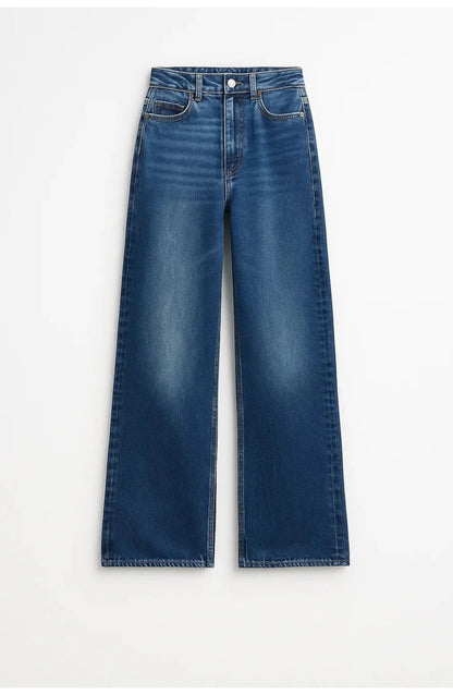 Women's High-Waist Wide-Leg Jeans | Mid-Wash Denim | Five-Pocket Detail