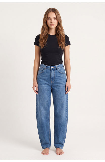 Women's Barrel-Leg Jeans | High Waist | Relaxed Fit