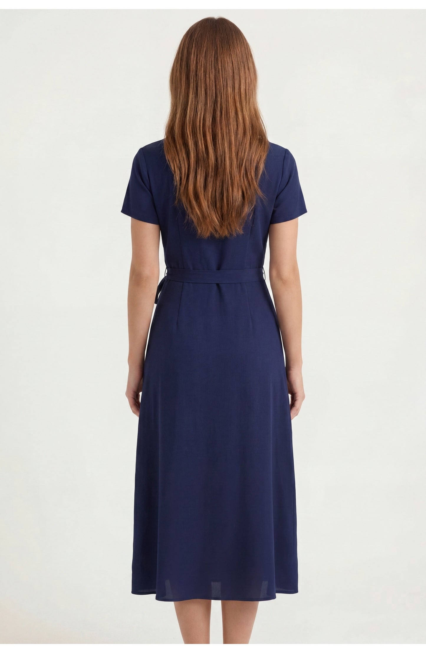 Women's Wrap Midi Dress | Surplice V-Neck | Tie Waist