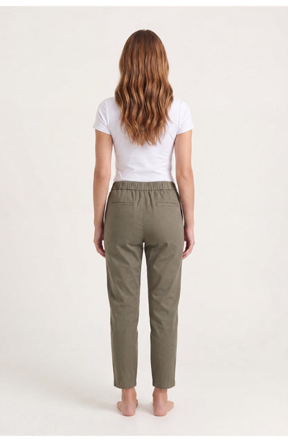 Women's Tapered Trousers | Elastic Waist | Side Pockets