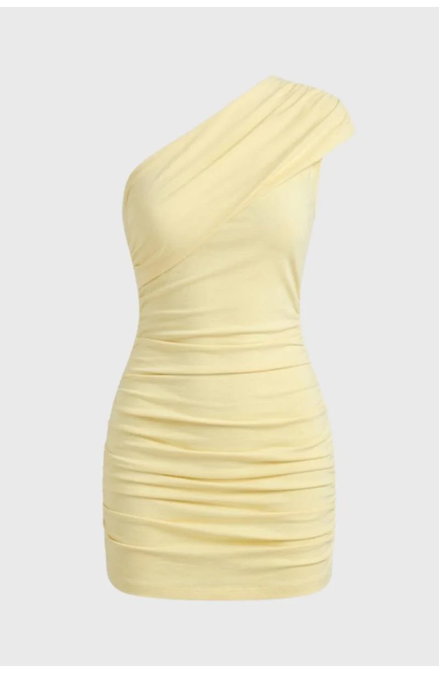 Women's One-Shoulder Mini Dress | Asymmetric Draped Neckline | Ruched Bodycon Fit