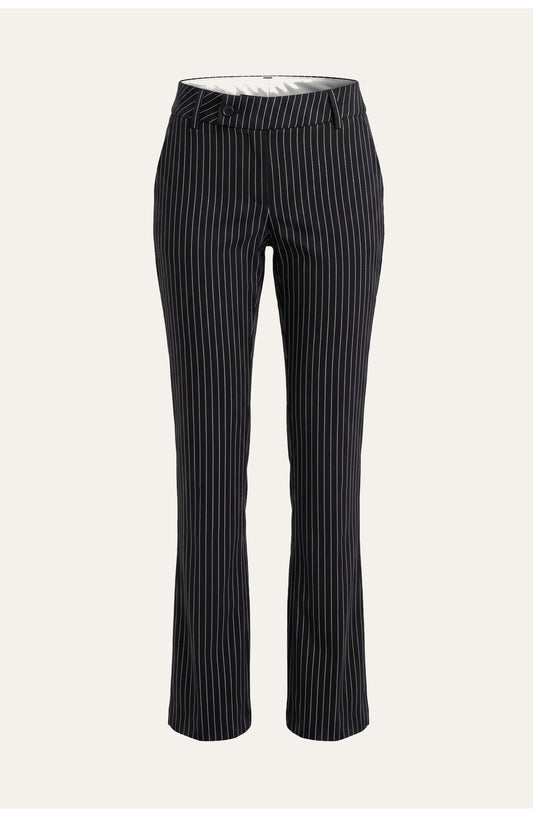 Women's High-Waist Flared Trousers | Pinstripe Pattern | Tailored Cut