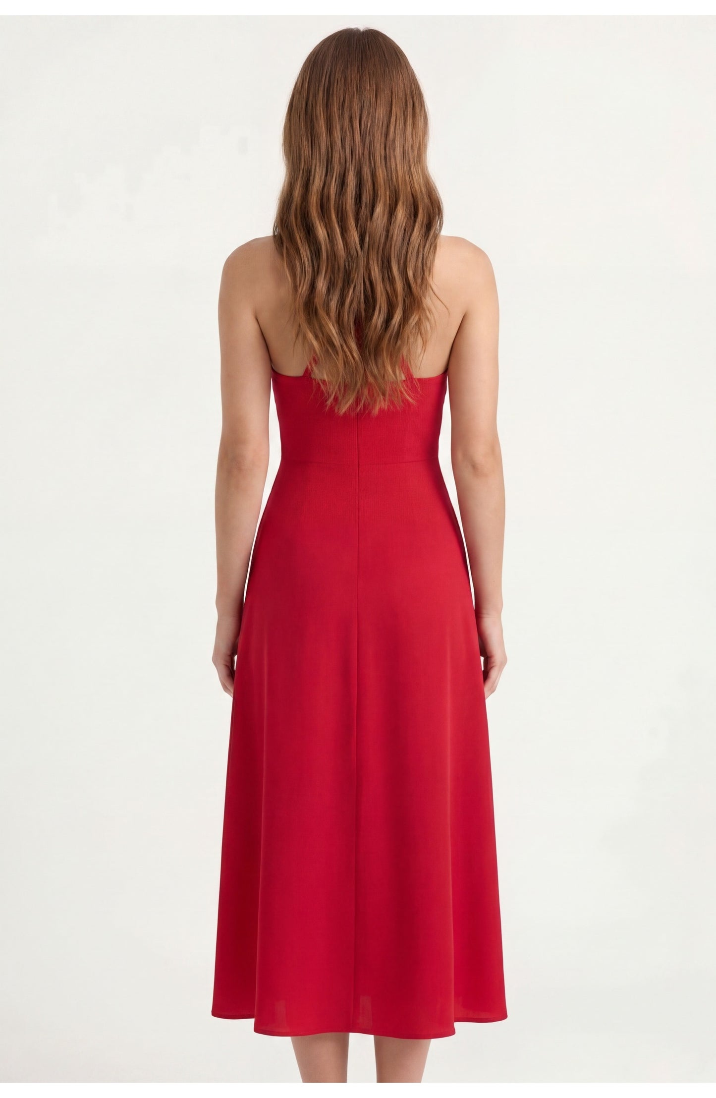 Women's A-Line Midi Dress | Halter Neck | Open Back
