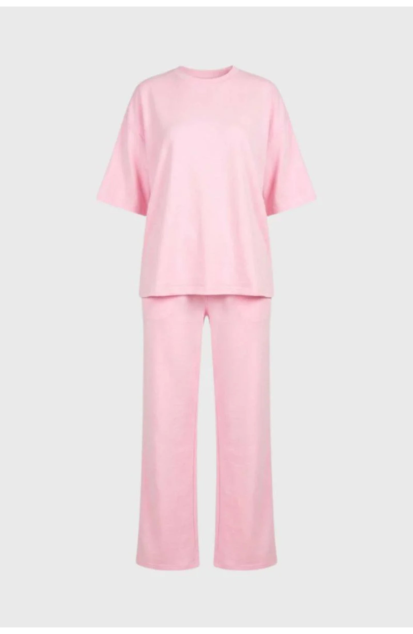 Women's Loungewear Co-ord Set | Oversized Crew-Neck T-Shirt | Wide-Leg Trousers