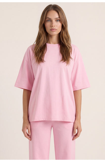 Women's Loungewear Co-ord Set | Oversized Crew-Neck T-Shirt | Wide-Leg Trousers