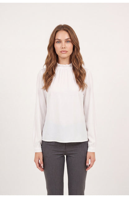 Women's Ruffle Blouse | High Neck | Long Sleeves