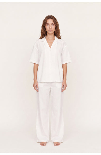 Women's Relaxed Co-ord Set | Short-Sleeve Shirt | Wide-Leg Trousers