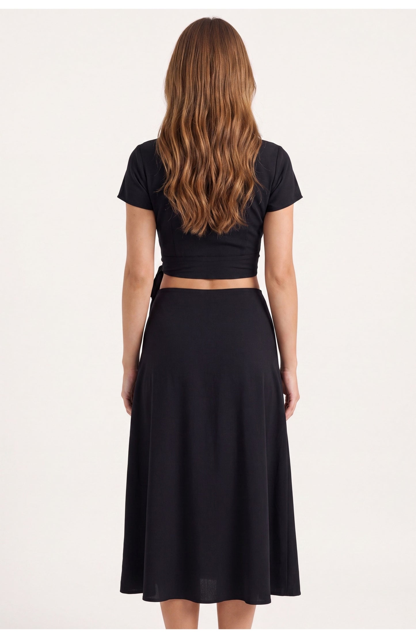 Women's Wrap Co-ord Set | Tie-Front Top | Midi Skirt