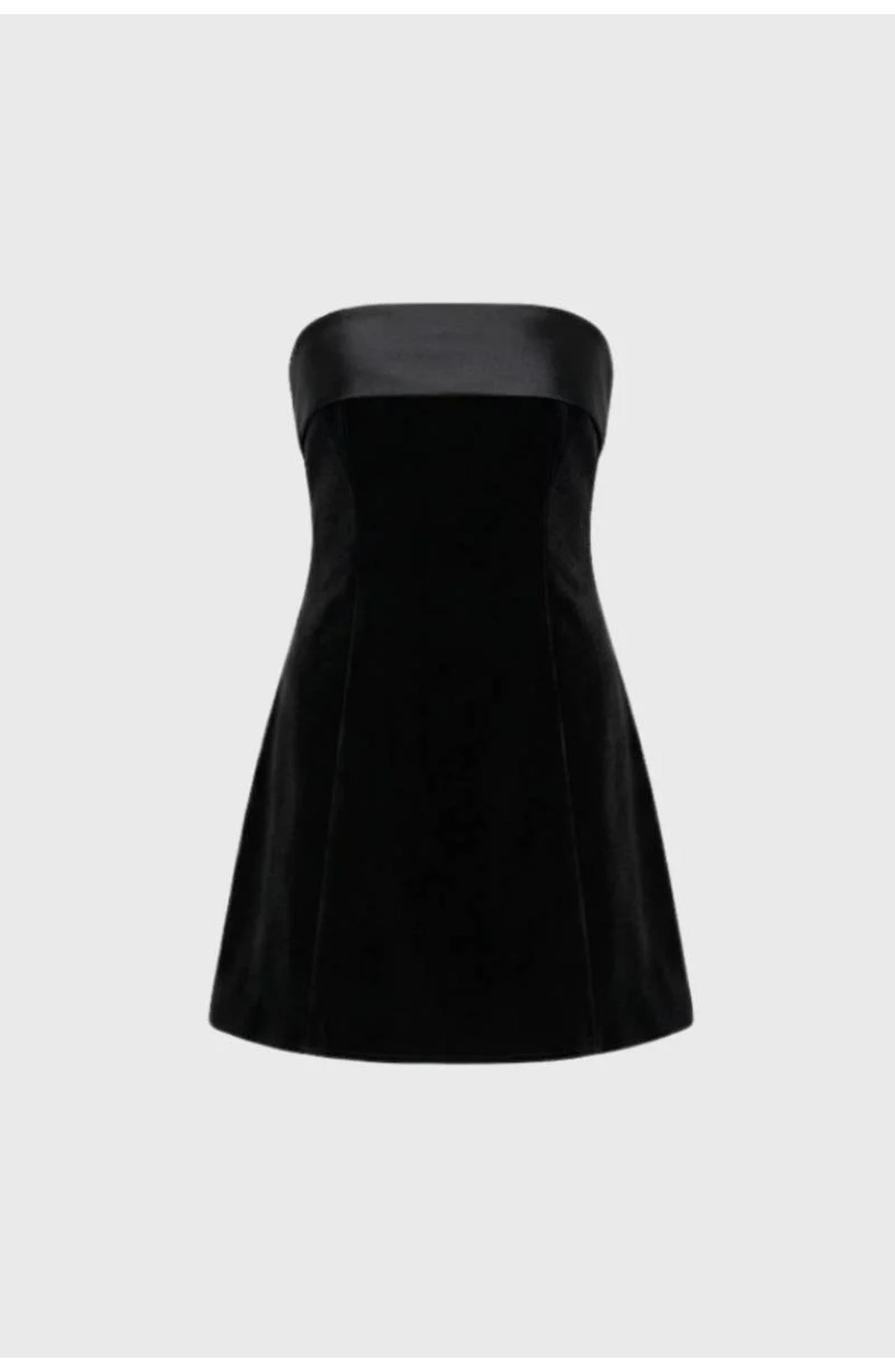 Women's Strapless Mini Dress | Contrast Bandeau Top | Fit-and-Flare Skirt
